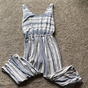 🖤 💛Naked Zebra Blue and White Striped Jumpsuit